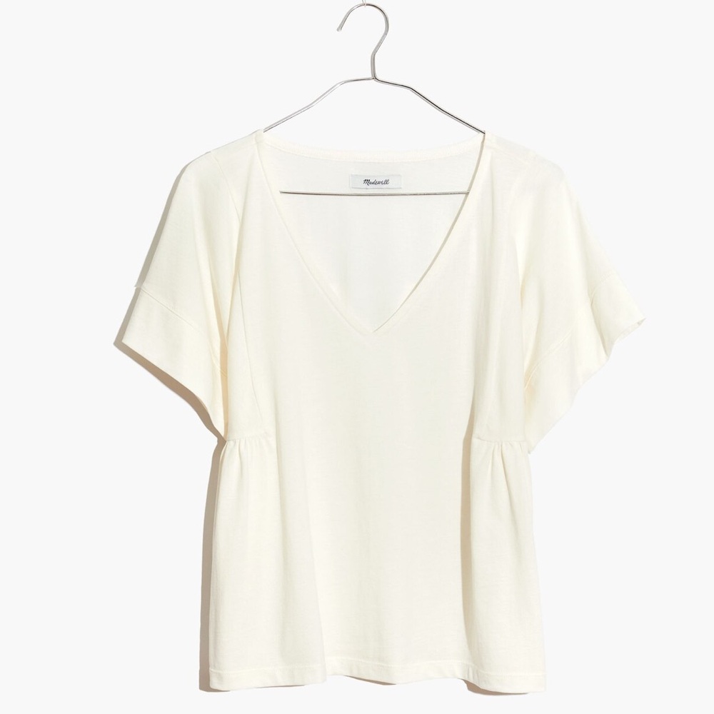 Madewell Supima Cotton Flutter-Sleeve Tee Shirt Top in Lighthouse Size XS NEW - Picture 13 of 13